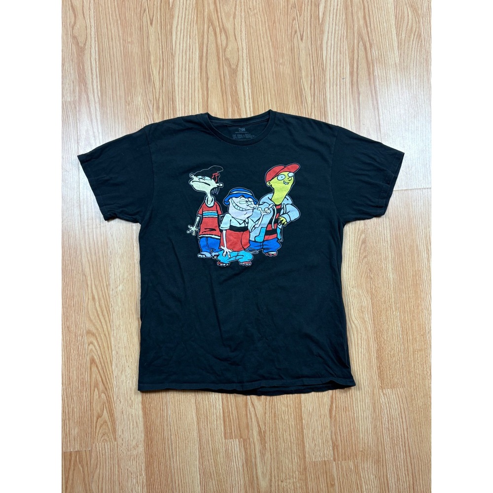 Cartoon Network Ed Edd n Eddy Black Graphic T-Shirt Mens Large Retro Tee